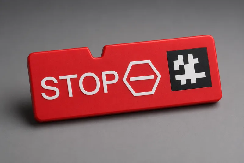 The red Stop block with a stop-sign glyph and scan marker